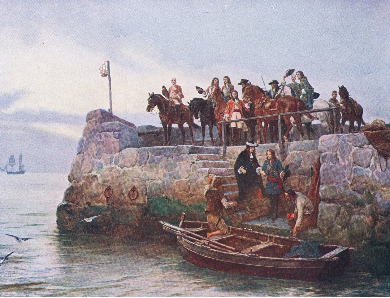 The Lost Cause: The flight of James II after the Battle of the Boyne 1690, illustration from 