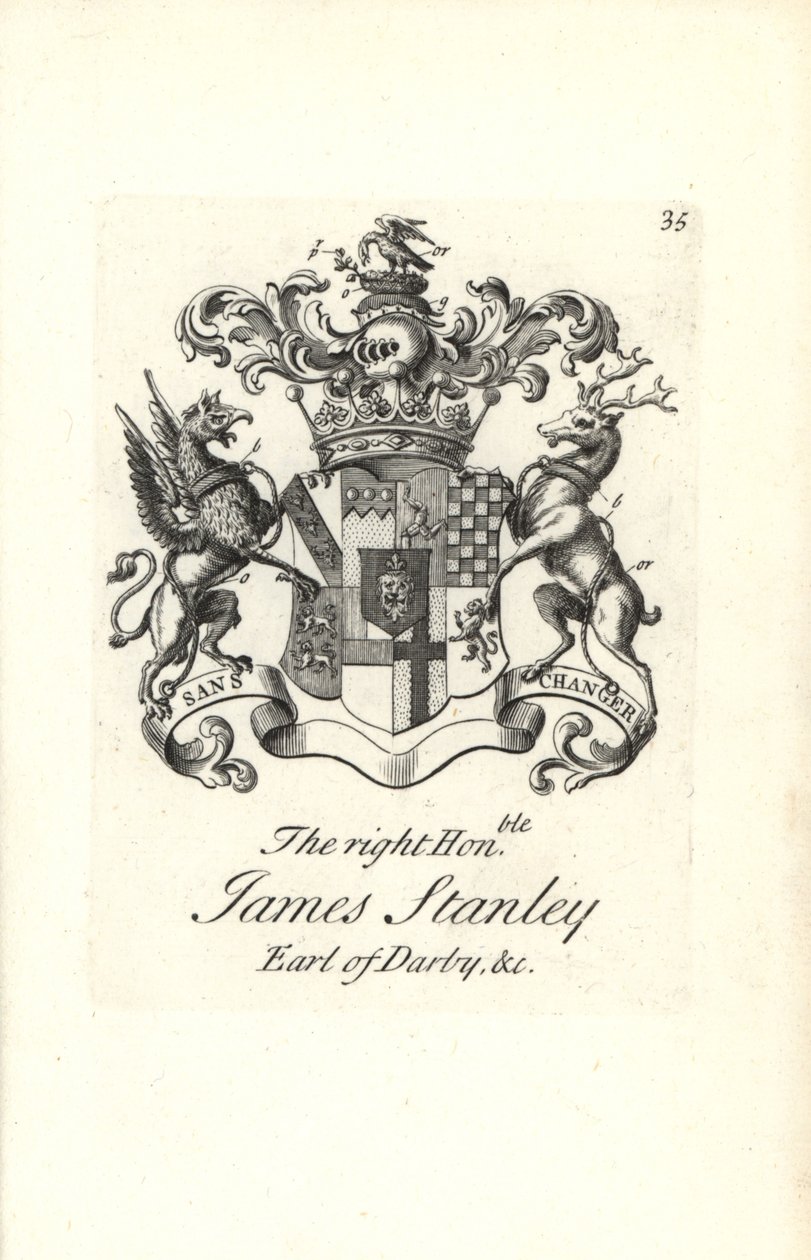 Coat of Arms and Crest of James Stanley by Andrew Johnston