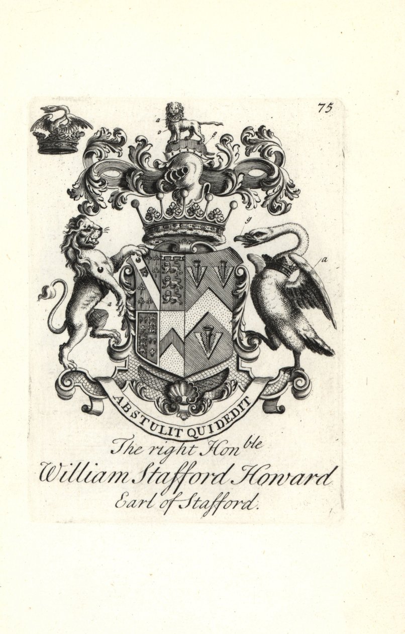 Coat of Arms and Crest of William Stafford Howard, 2nd Earl of Stafford by Andrew Johnston