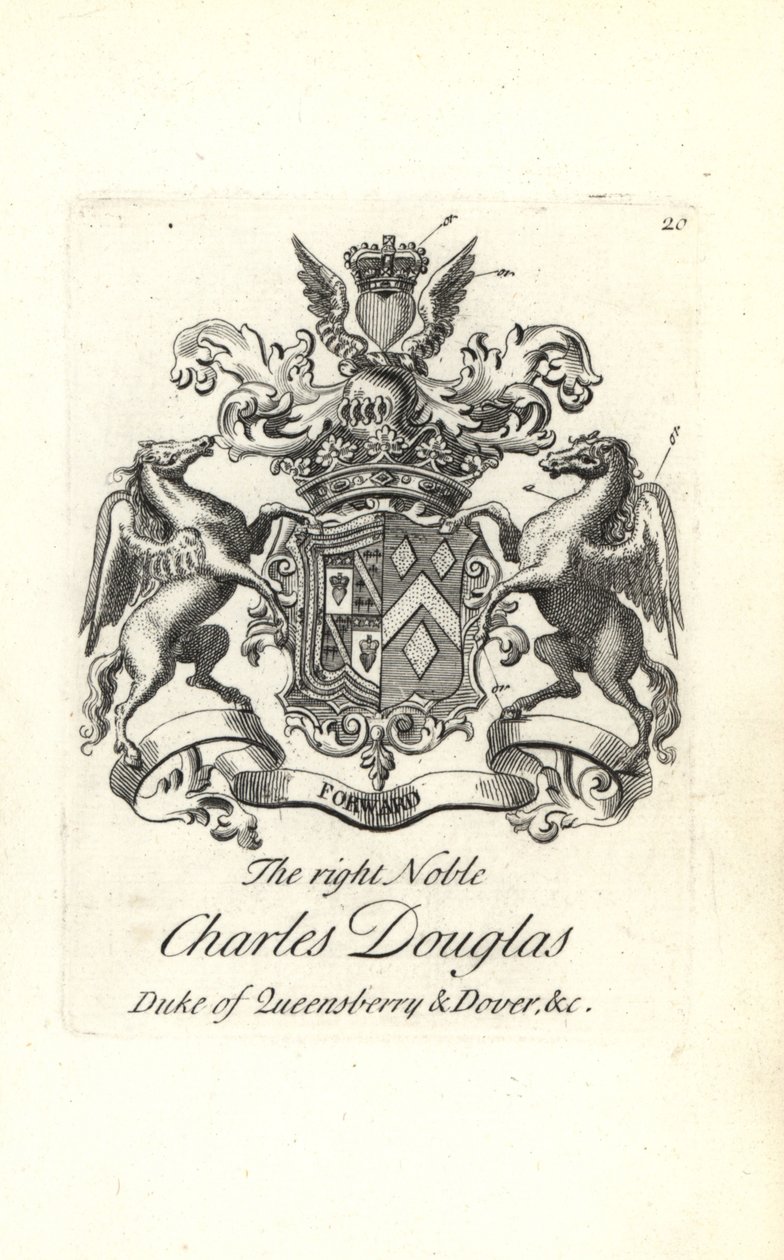 Coat of arms and crest of the right noble Charles Douglas, 3rd Duke of Queensberry and Dover by Andrew Johnston