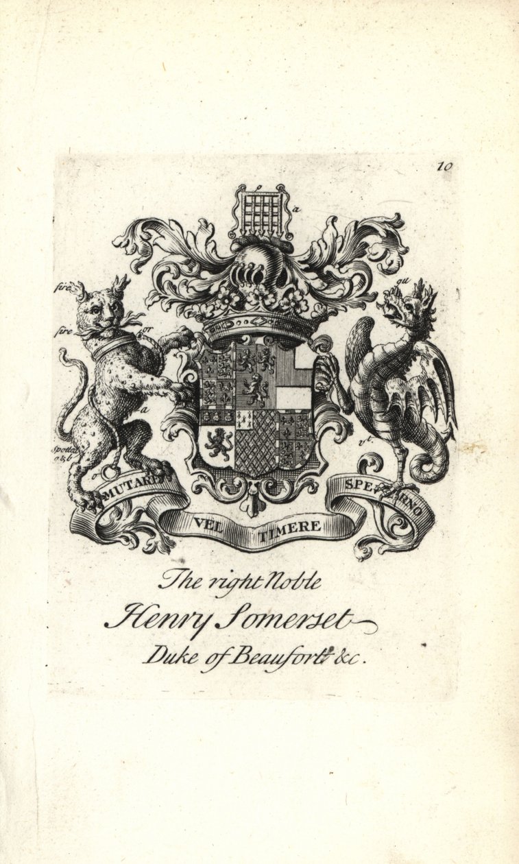Coat of Arms and Crest of Henry Somerset, 2nd Duke of Beaufort by Andrew Johnston