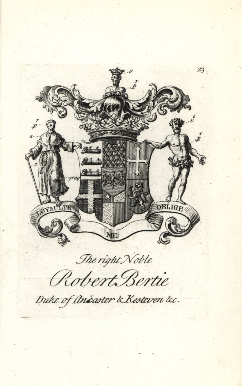 Coat of Arms and Crest of Robert Bertie by Andrew Johnston