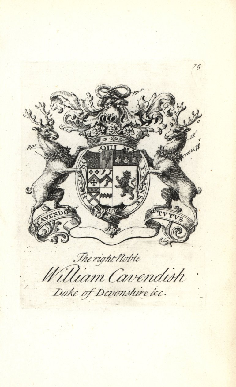 Coat of Arms and Crest of William Cavendish, 2nd Duke of Devonshire by Andrew Johnston
