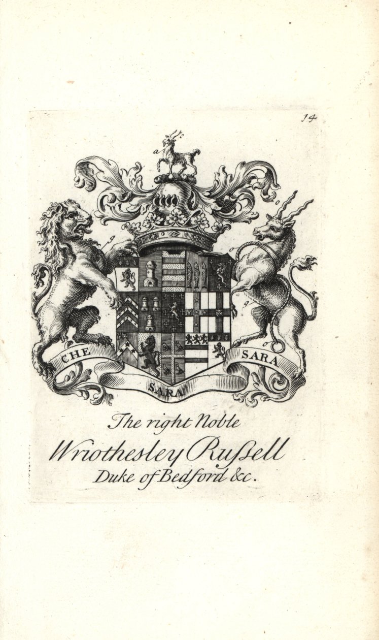 Coat of arms and crest of the right noble Wriothesley Russell, 3rd Duke of Bedford by Andrew Johnston