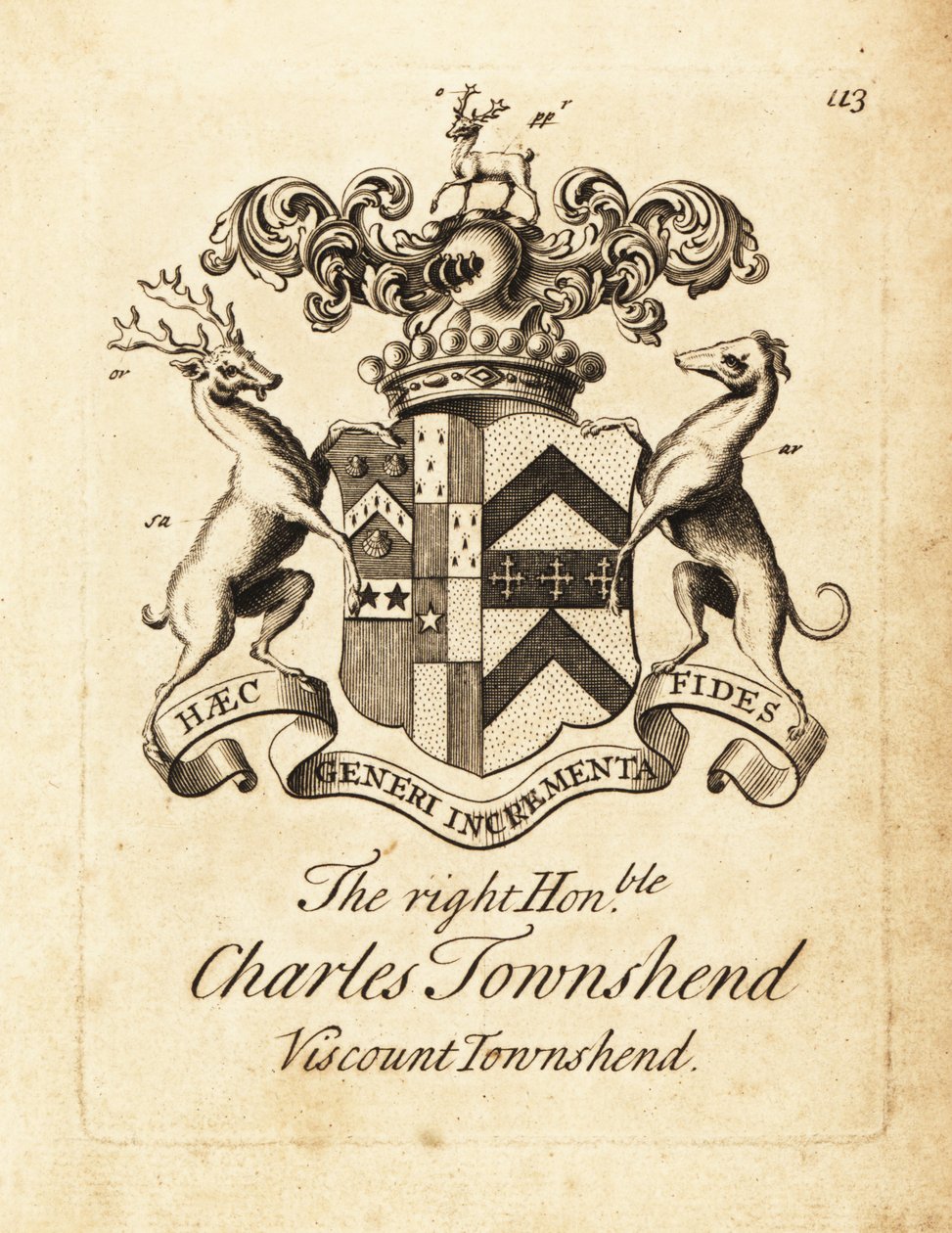 Coat of arms of the Right Honourable Charles Townshend, 2nd Viscount Townshend by Andrew Johnston