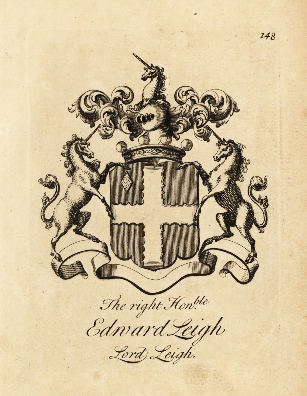 Coat of arms of the Right Honourable Edward Leigh, Lord Leigh, 3rd Baron Leigh by Andrew Johnston