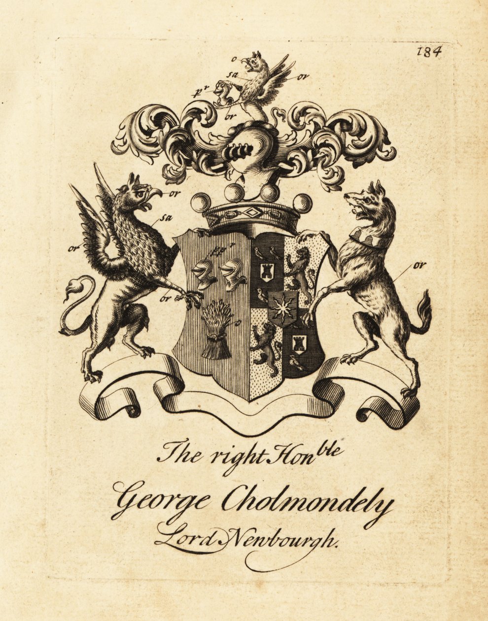 Coat of Arms of George Cholmondely, Lord Newbourgh, 2nd Earl of Cholmondeley by Andrew Johnston