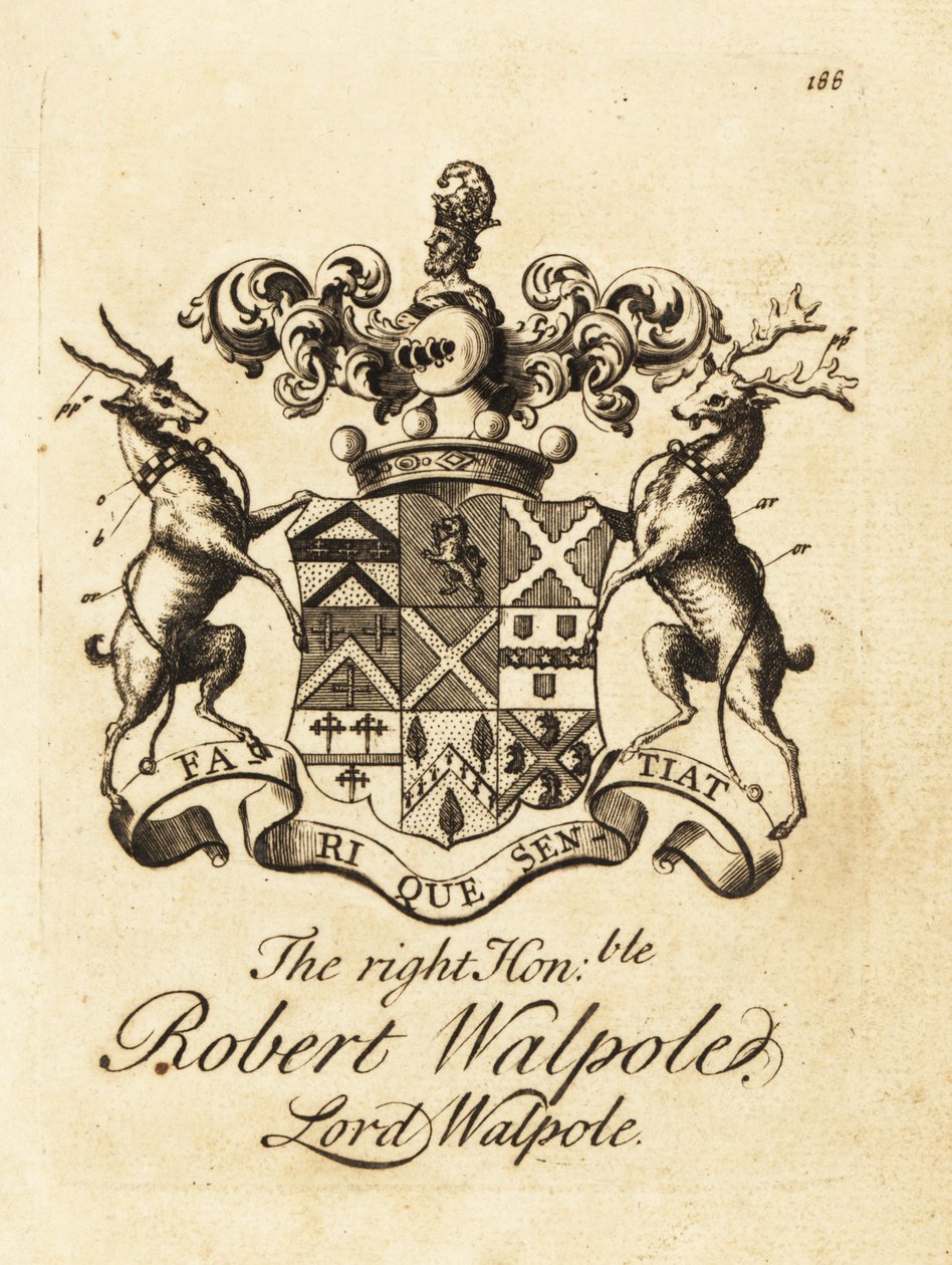 Coat of arms of the Right Honourable Robert Walpole, Lord Walpole, 2nd Earl of Orford by Andrew Johnston