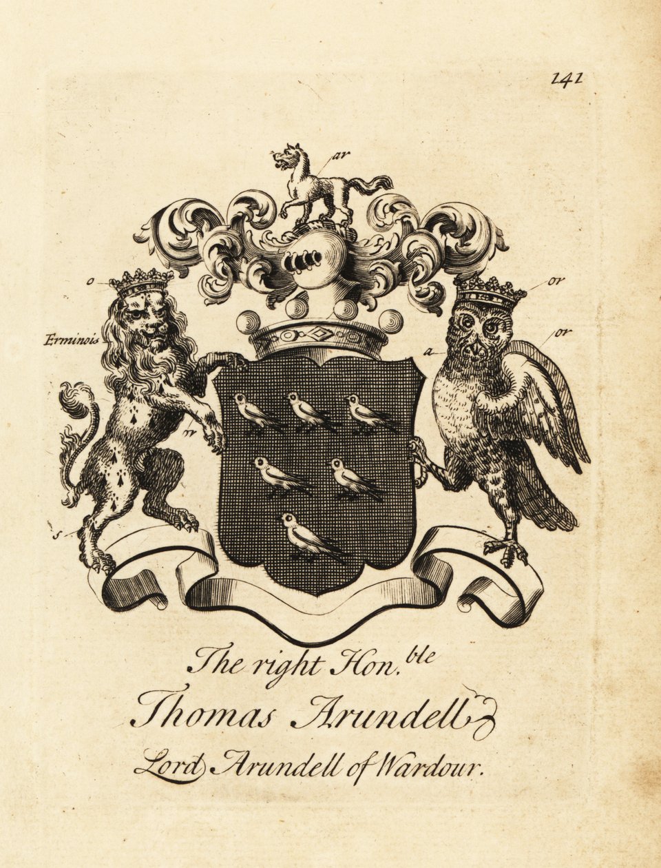 Coat of arms of the Right Honourable Thomas Arundell, Lord Arundell of Wardour, 7th Baron Arundell of Wardour by Andrew Johnston
