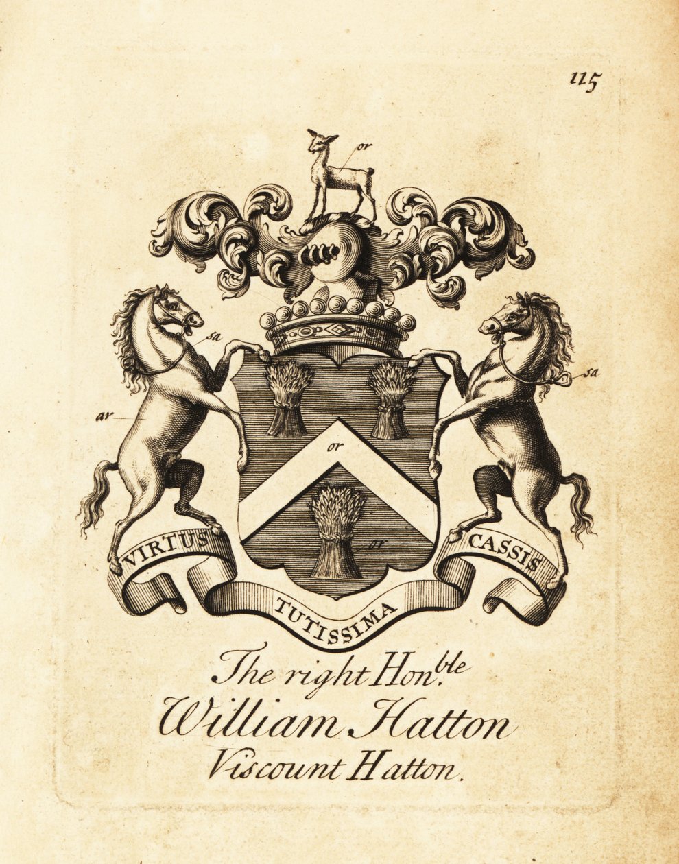 Coat of arms of the Right Honourable William Hatton by Andrew Johnston