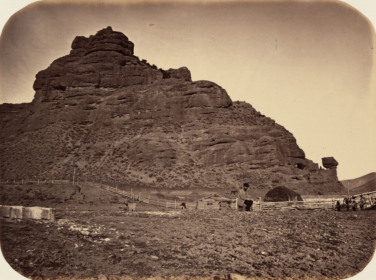 Plate 34. Sentinel Rock, Weber Valley, 1869 by Andrew Joseph Russell
