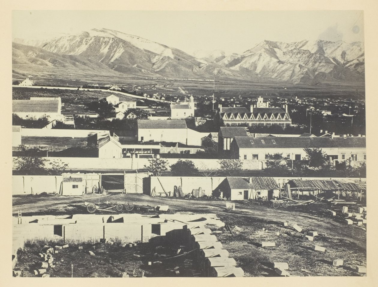 Salt Lake City, Camp Douglas and Wasatch Mountains in the Background by Andrew Joseph Russell