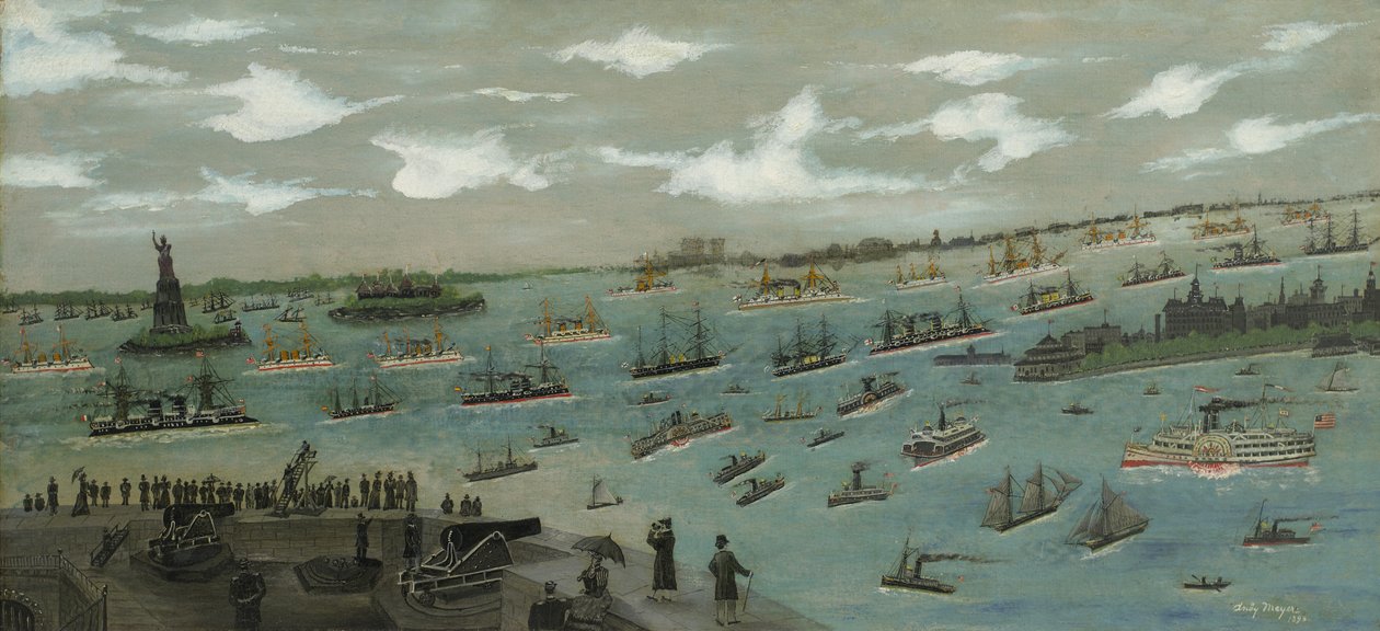 Review of the United States Fleet in New York Harbour with the Statue of Liberty, 1893 by Andrew Meyer