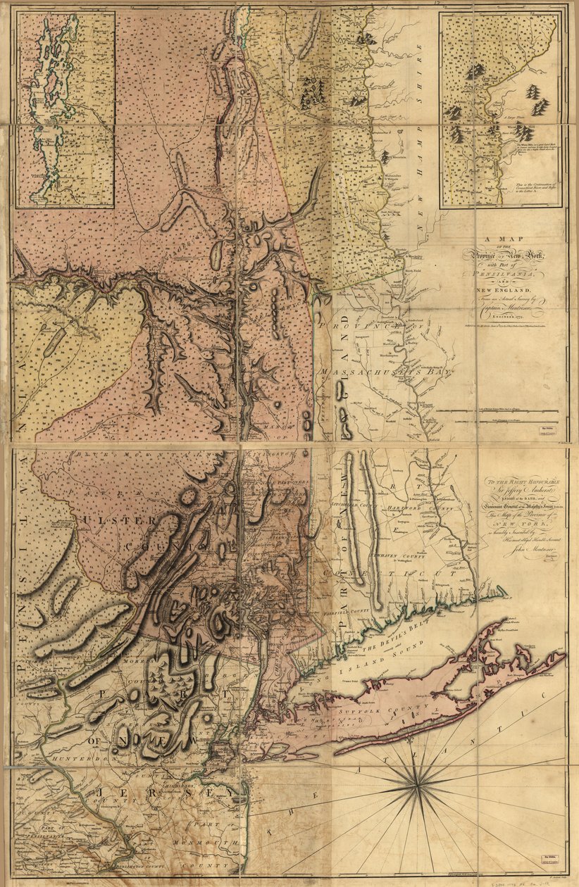 A Map of the Province of New York, with Part of Pennsylvania, and New England by Andrew Montrésor