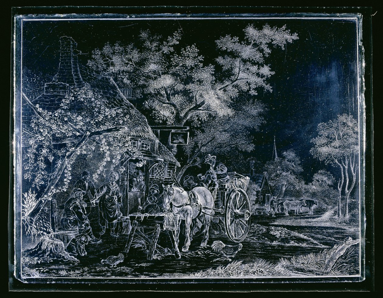 Window with Horse and Cart and Some Figures in Front of an Inn by Andries Melort