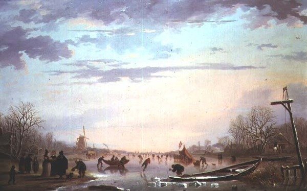 Skating Scene on a Frozen River by Andries Vermeulen