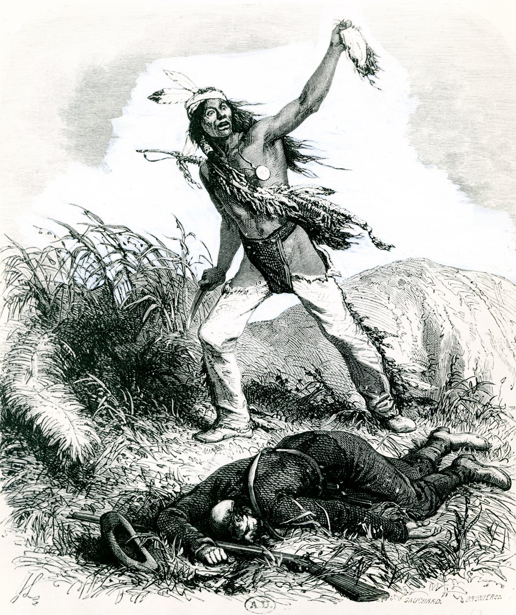Indian Scalping the Dead Enemy by Ange Louis 1815 72 after Janet
