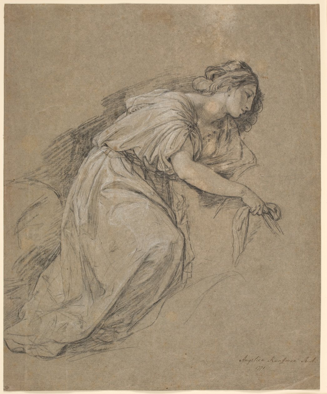 Study from Life of a Kneeling Woman in Profile by Angelica Kauffmann