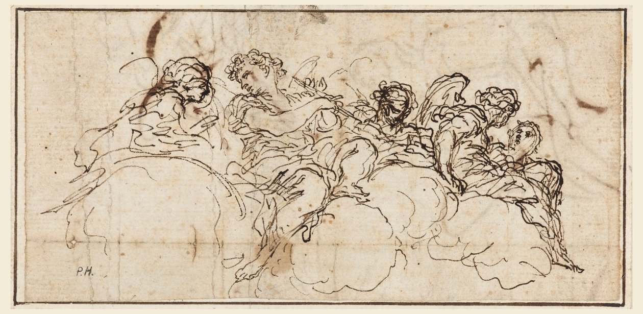 Group of Angels on a Cloud Bank by Angelo Michele Colonna