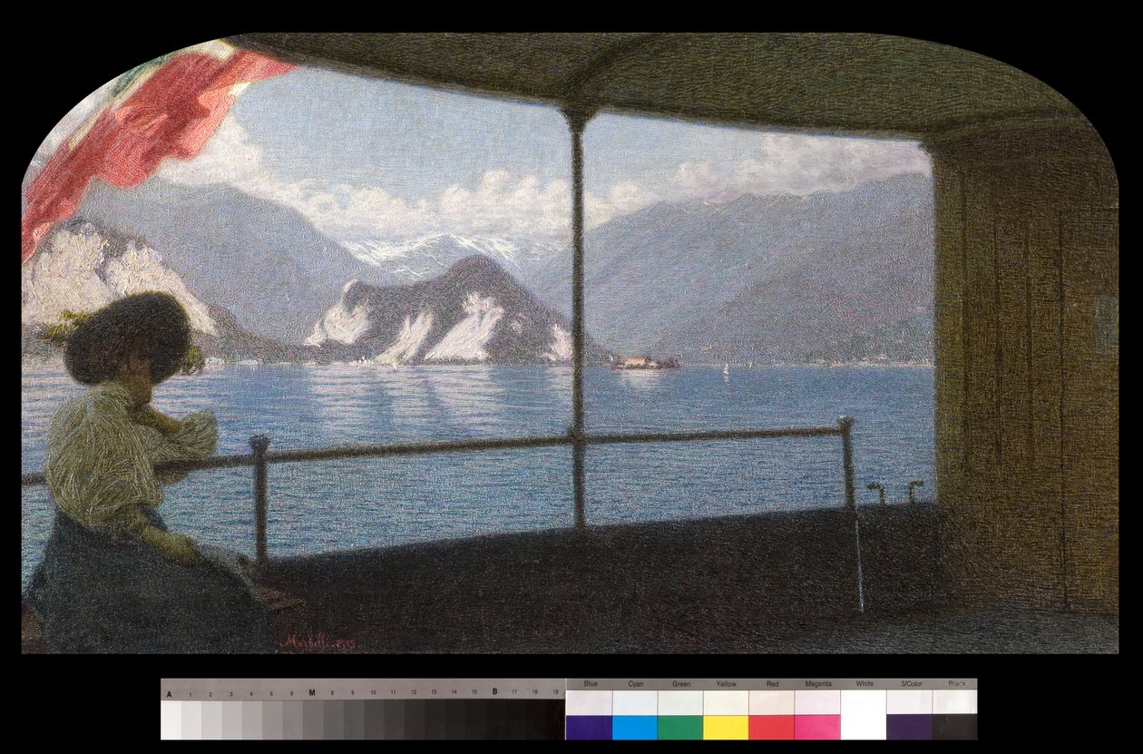 A Boat on Lake Maggiore by Angelo Morbelli