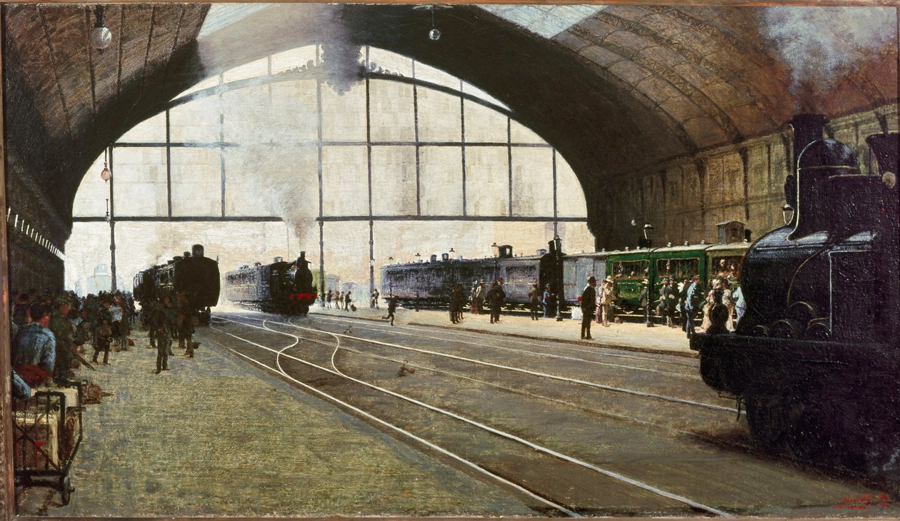 Central Station of Milan by Angelo Morbelli