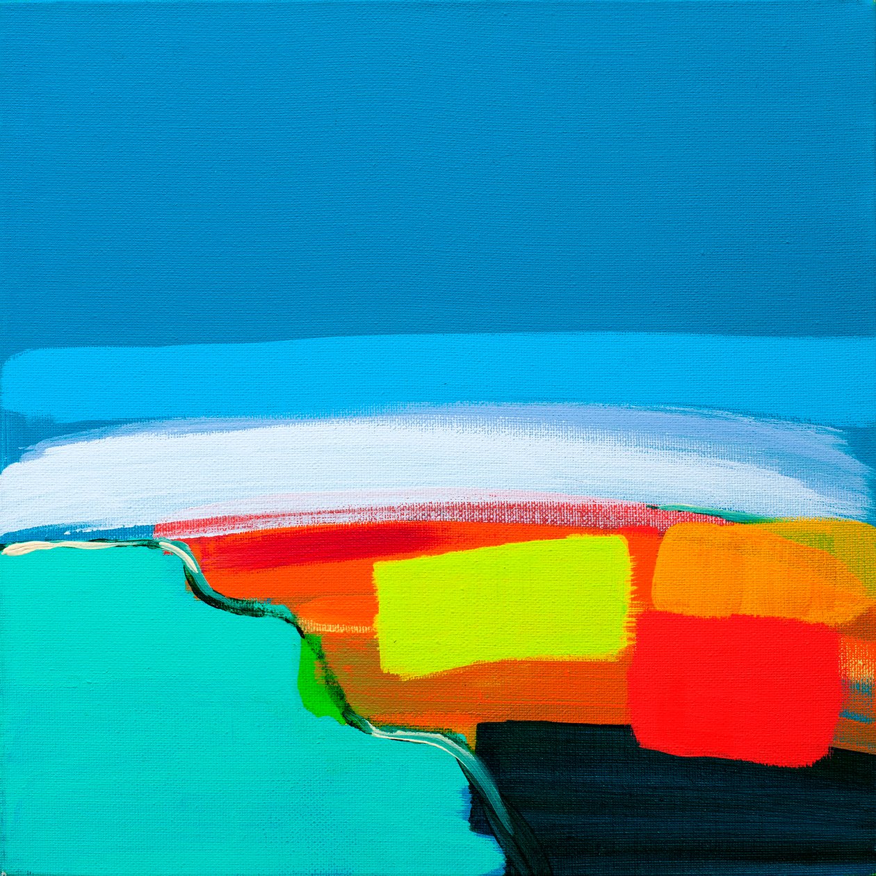 Lime and Red Landscape by Angie Kenber