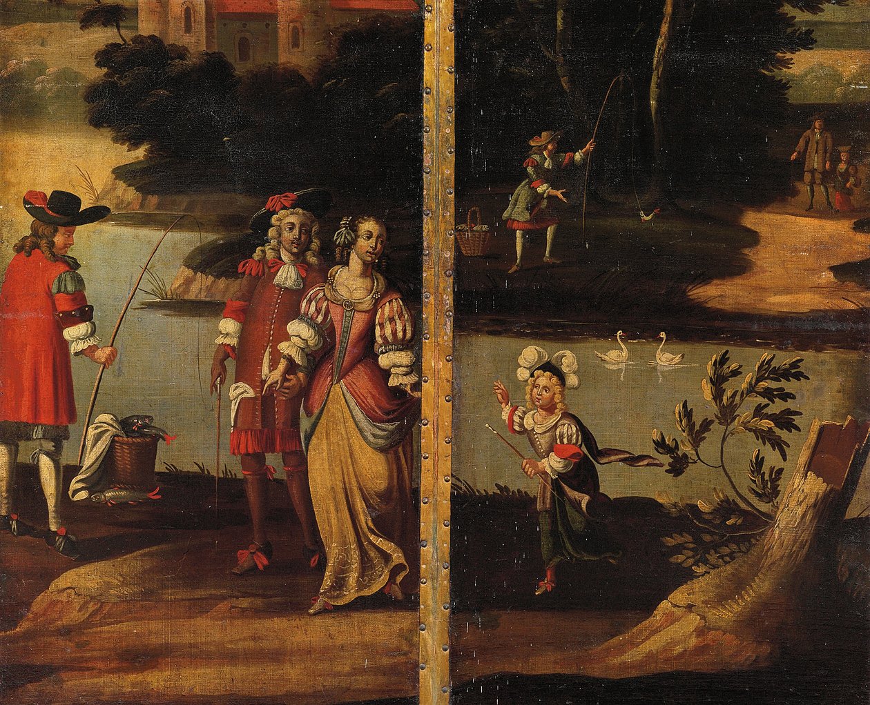 Four-Fold Double-Sided Screen, c.1700 by Anglo Flemish School