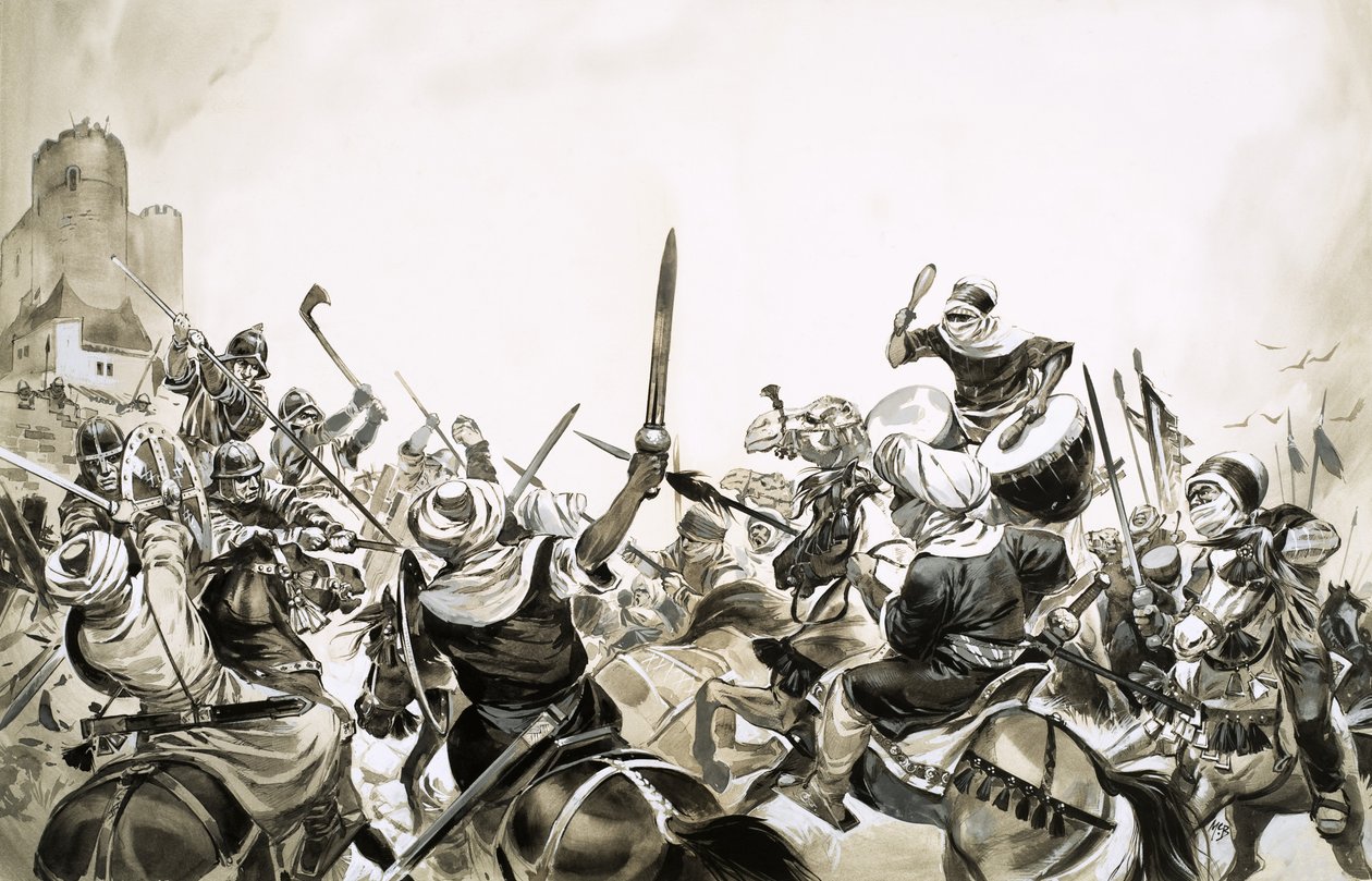 Moorish warriors attacking Spanish forces in 711 by Angus McBride