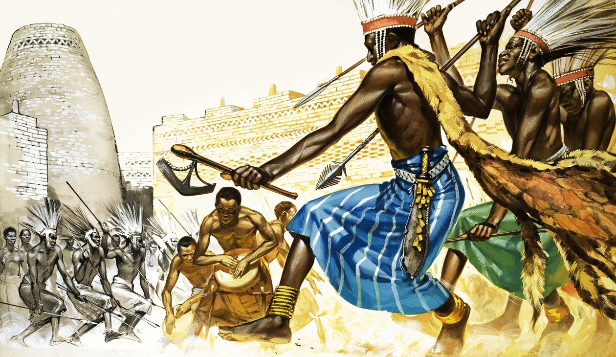 War-dance of Bantu tribesmen by Angus McBride