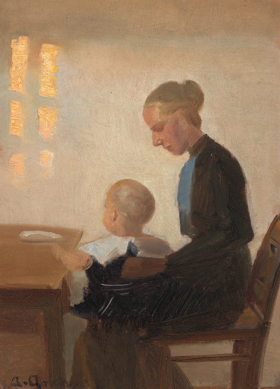 An Interior with a Mother and Child by Anna Ancher