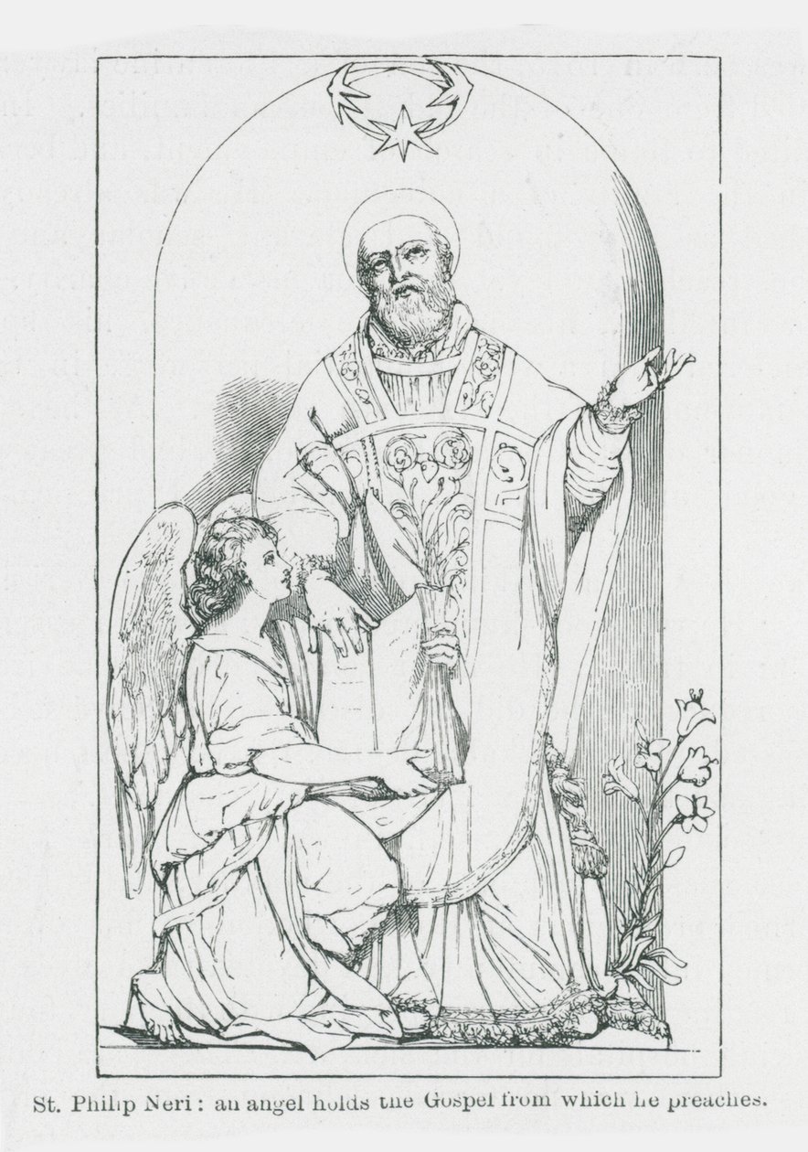 St Philip Neri, An Angel Holds the Gospel from which He Preaches by Anna Brownell Jameson