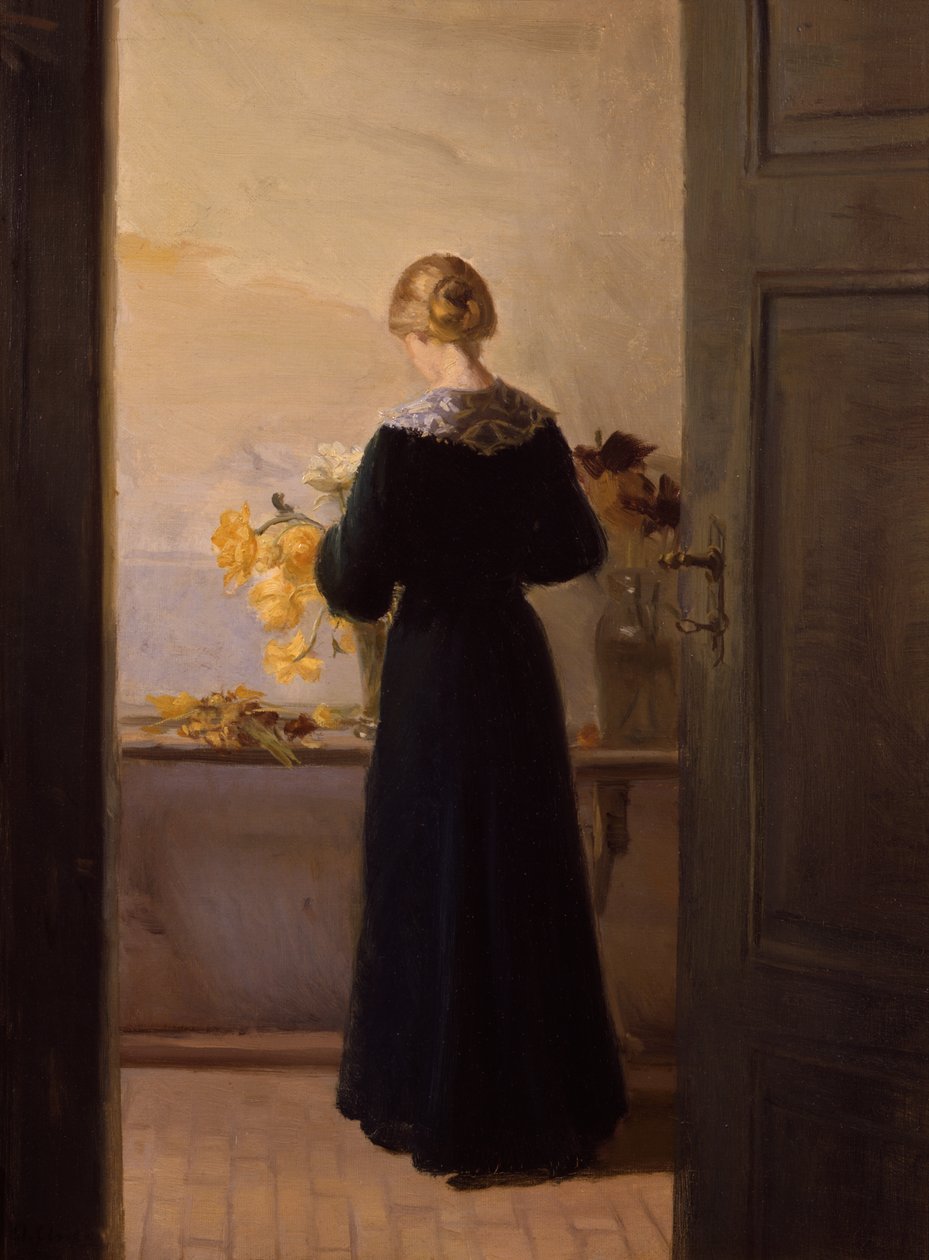 Girl Arranging Flowers by Anna Kirstine Ancher