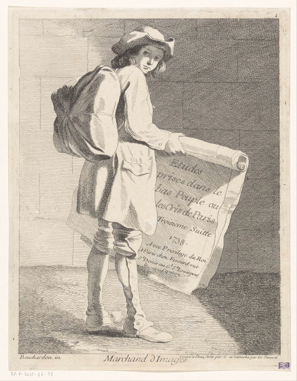 Traveling Print Seller from Studies Taken from the Lower Class or the Cries of Paris, Third Suite by Anne Claude Philippe Caylus