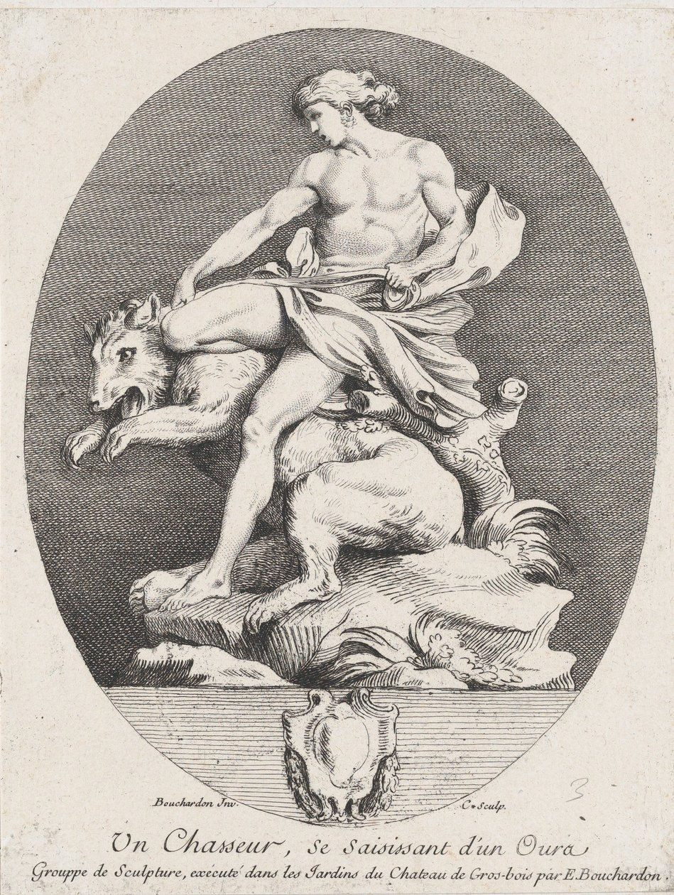 A Hunter Grabbing a Bear, 1737 by Anne Claude Philippe de