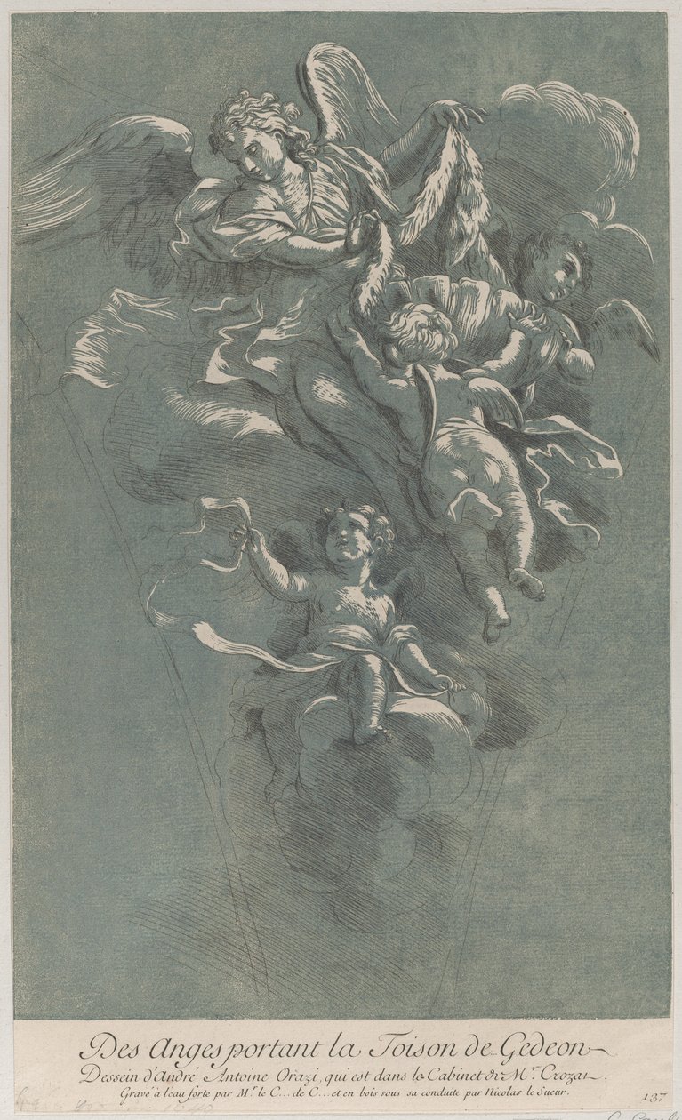 Three angels carrying Gideon