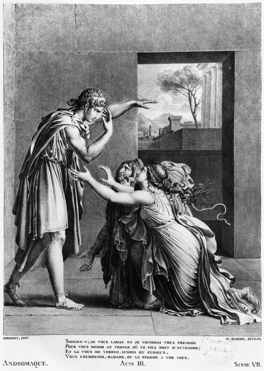 Andromache at the feet of Pyrrhus, illustration from Act III Scene 7 of 