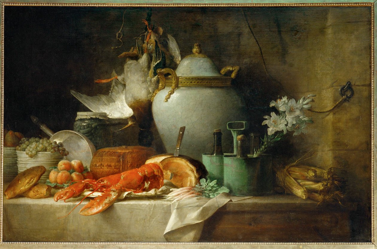 Vase, Lobster, Fruits, and Game - Still-life with Vase, Lobster, Fruit and Game by Anne Vallayer-Coster