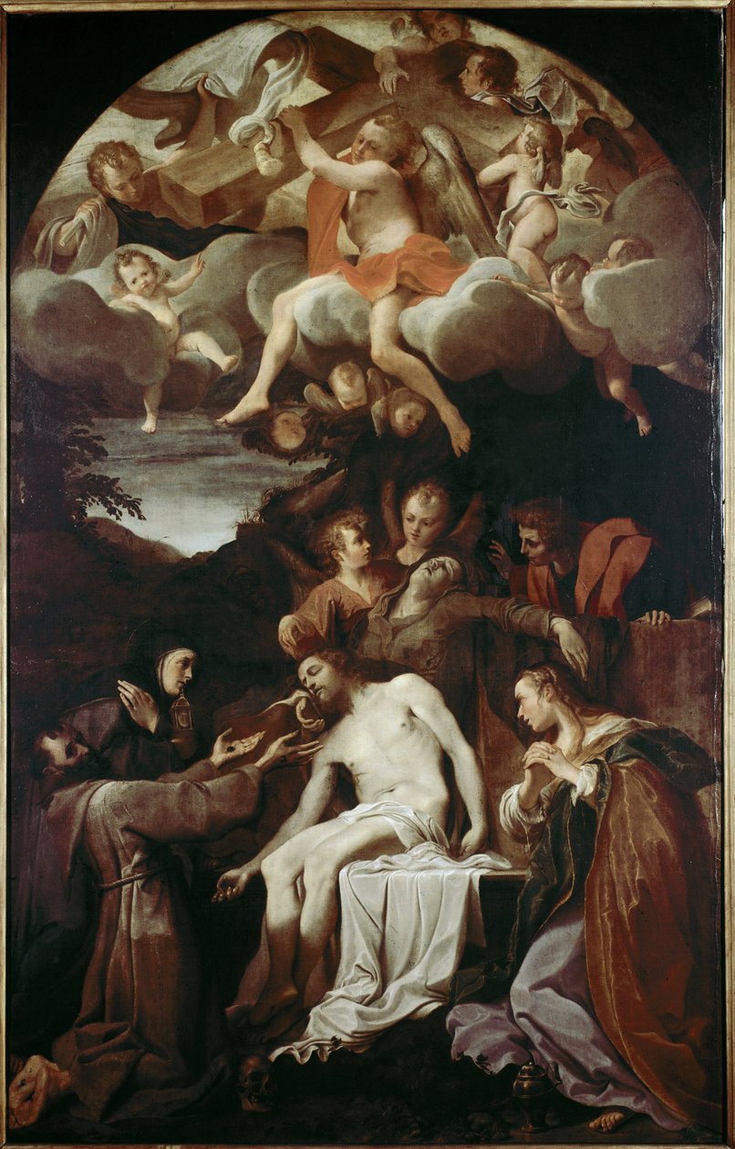 Pieta with St Claire, St Francis, St Mary Magdalene and St John by Annibale Carracci