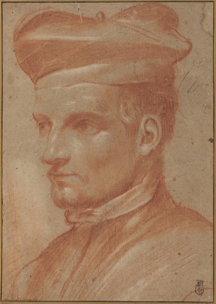Portrait of an Ecclesiastic Wearing a Biretta by Annibale Carracci