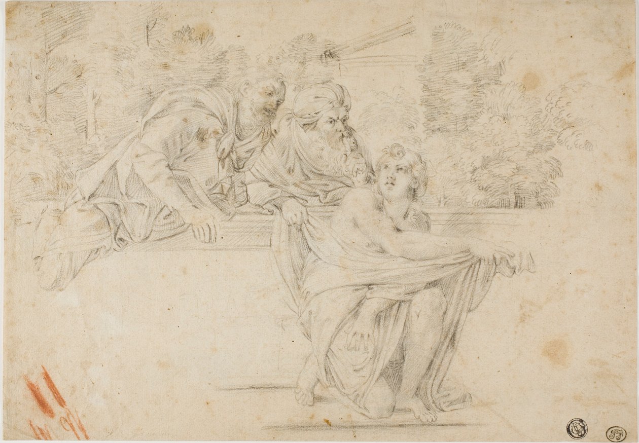 Susanna and the Elders (recto); Profile Head of Woman (verso) by Annibale Carracci