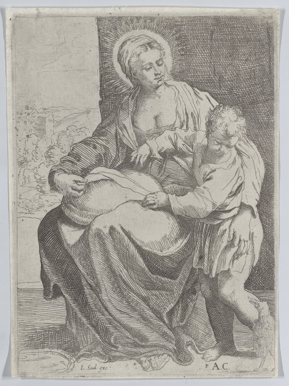 The Virgin Seated Holding a Pillow on Her Lap with the Young Christ Standing at Right, 1580-1600 by Annibale Carracci
