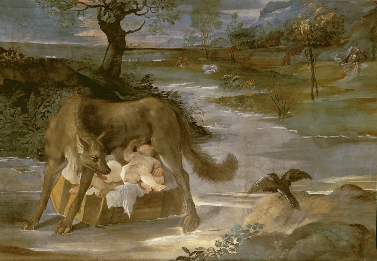 The She-Wolf Suckling Romulus and Remus, from the History of Romulus Cycle by Annibale Copy Carracci
