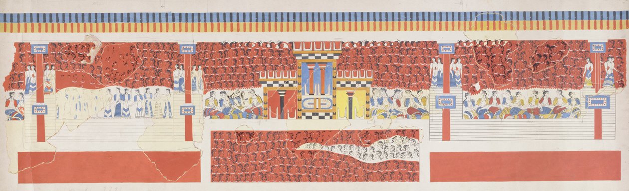 Reproduction of the Crowd Scene Fresco, Palace of Knossos, Minoan, c.1500 BC by Unbekannt Unbekannt
