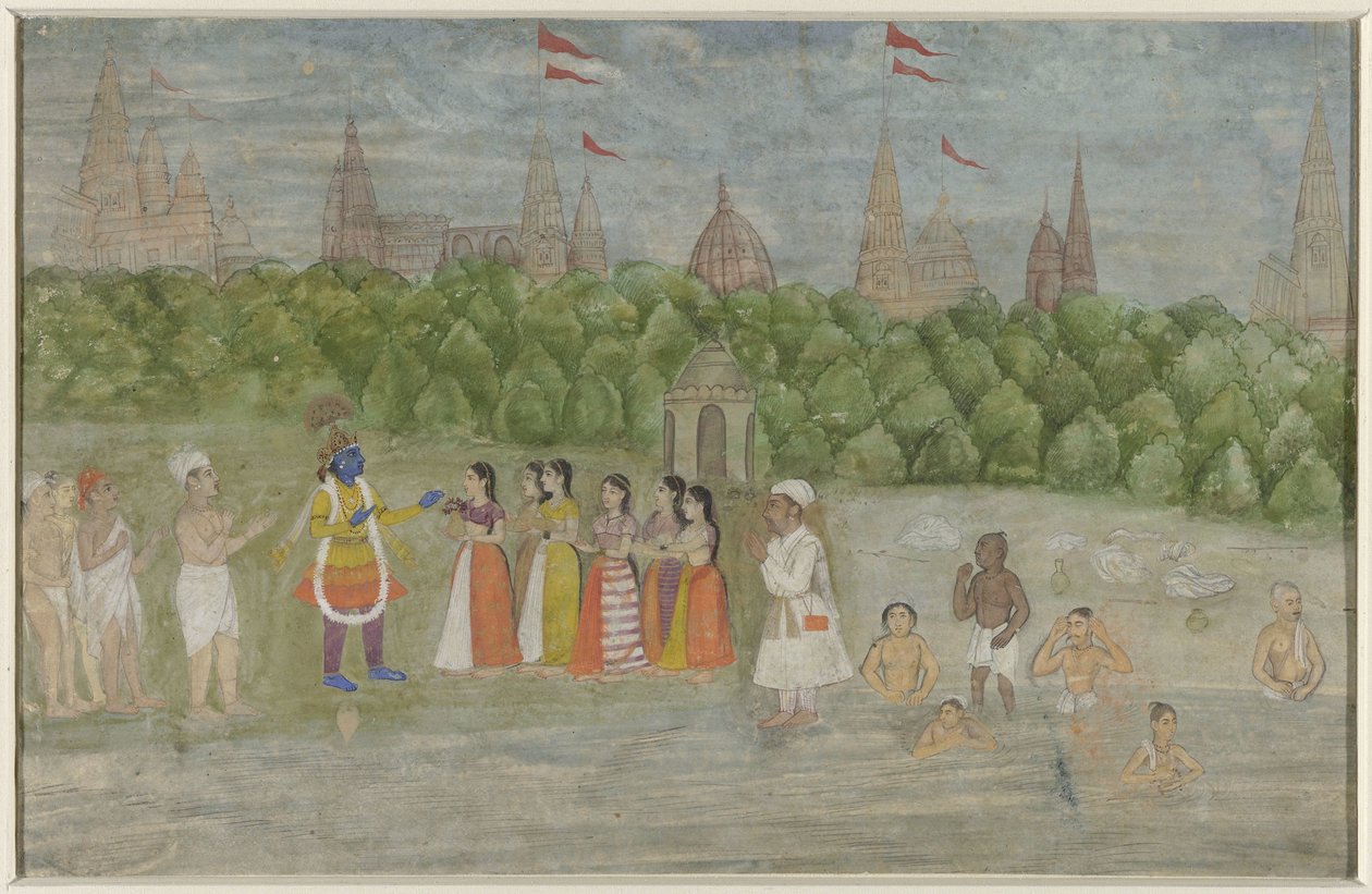 Krishna Dancing with the Gopis on the Banks of the Yamuna at Brindaban by Anonymous