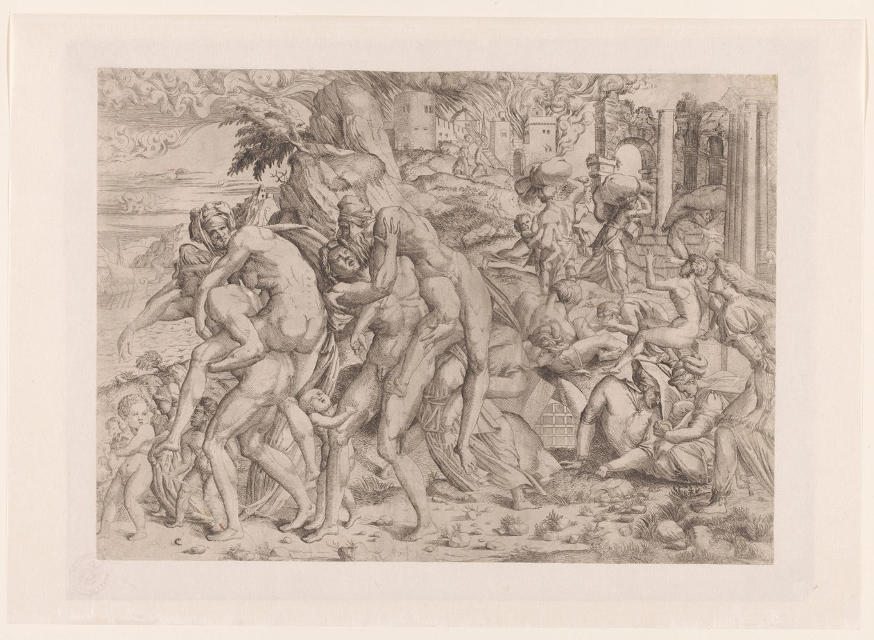 Amphinomus and Anapias Rescuing Their Parents from the Fire of Catania by Anonymous