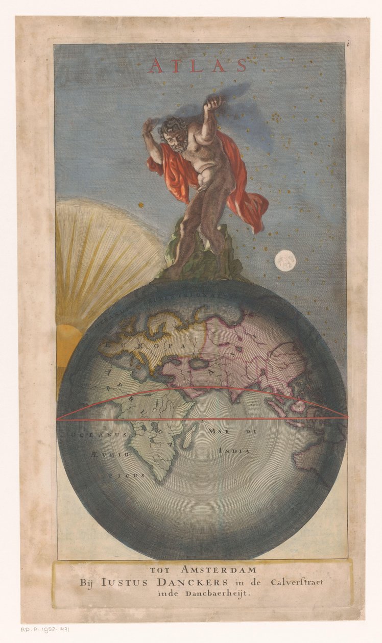 Atlas on Globe (Title Page for: Justus Danckerts, Atlas) by Anonymous