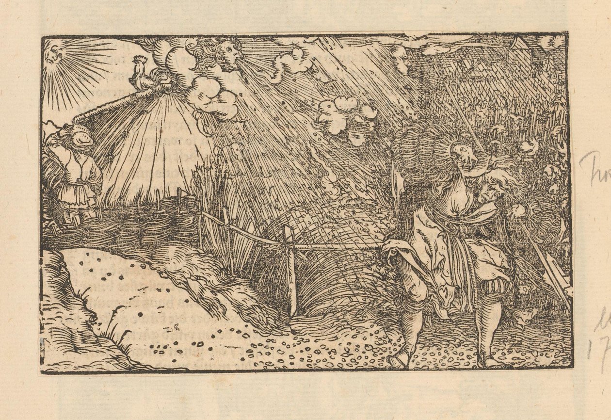 Farmer on His Land in a Hailstorm by Anonymous