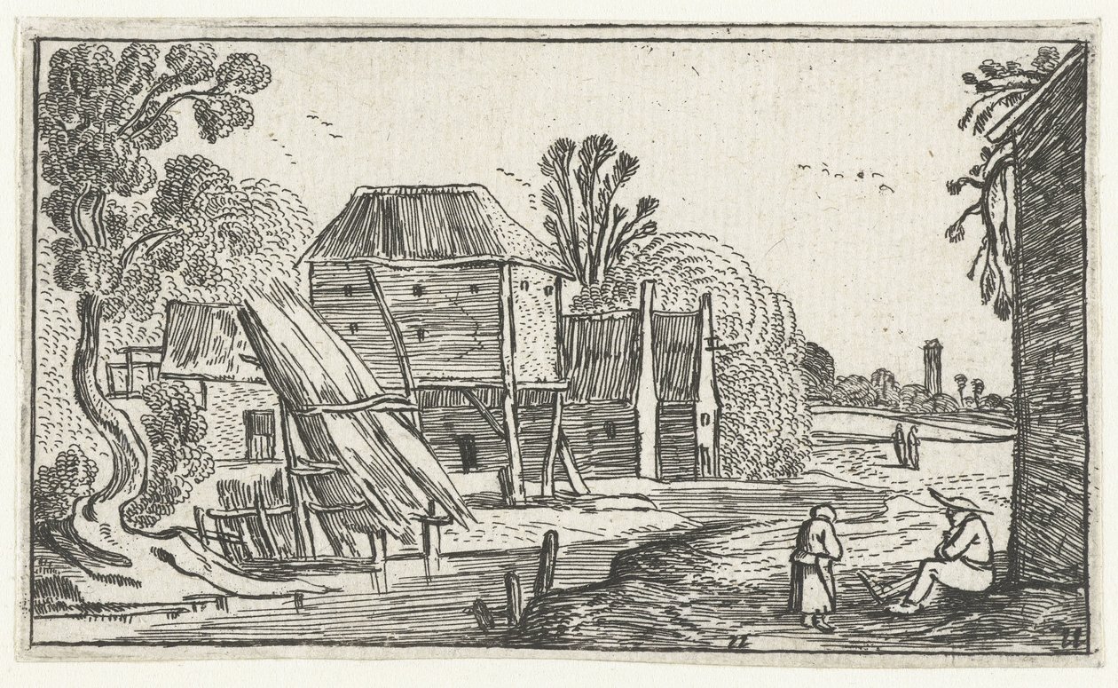 Farm and Barn on Stilts by Water by Anonymous