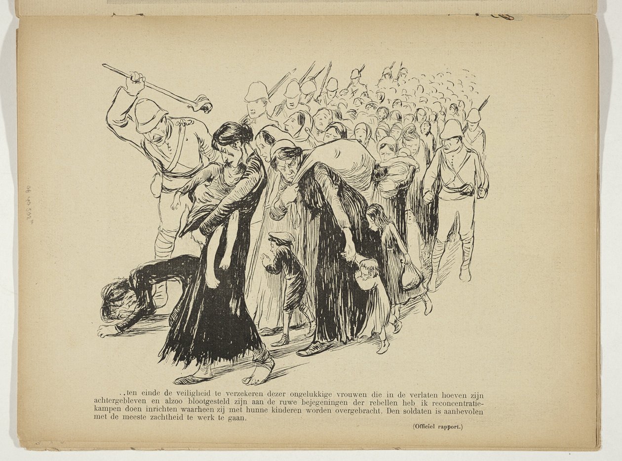 Peasant Women and Children Led to Concentration Camps by British Soldiers by Anonymous