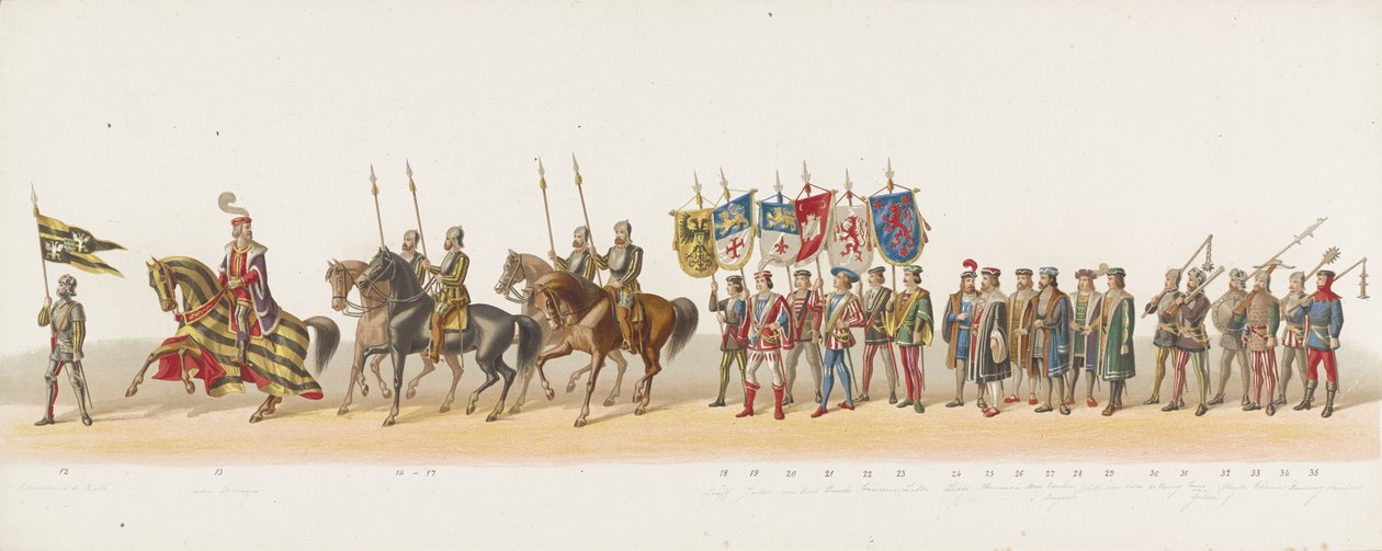 Delft Parade of 1873 (Second Plate) (Costumed Parade Held by the Members of the Delft Student Corps on July 8, 1873, Representing: the Entry of Charles of Egmond, Duke of Guelders, Count of Zutphen, into Arnhem in 1492) by Anonymous